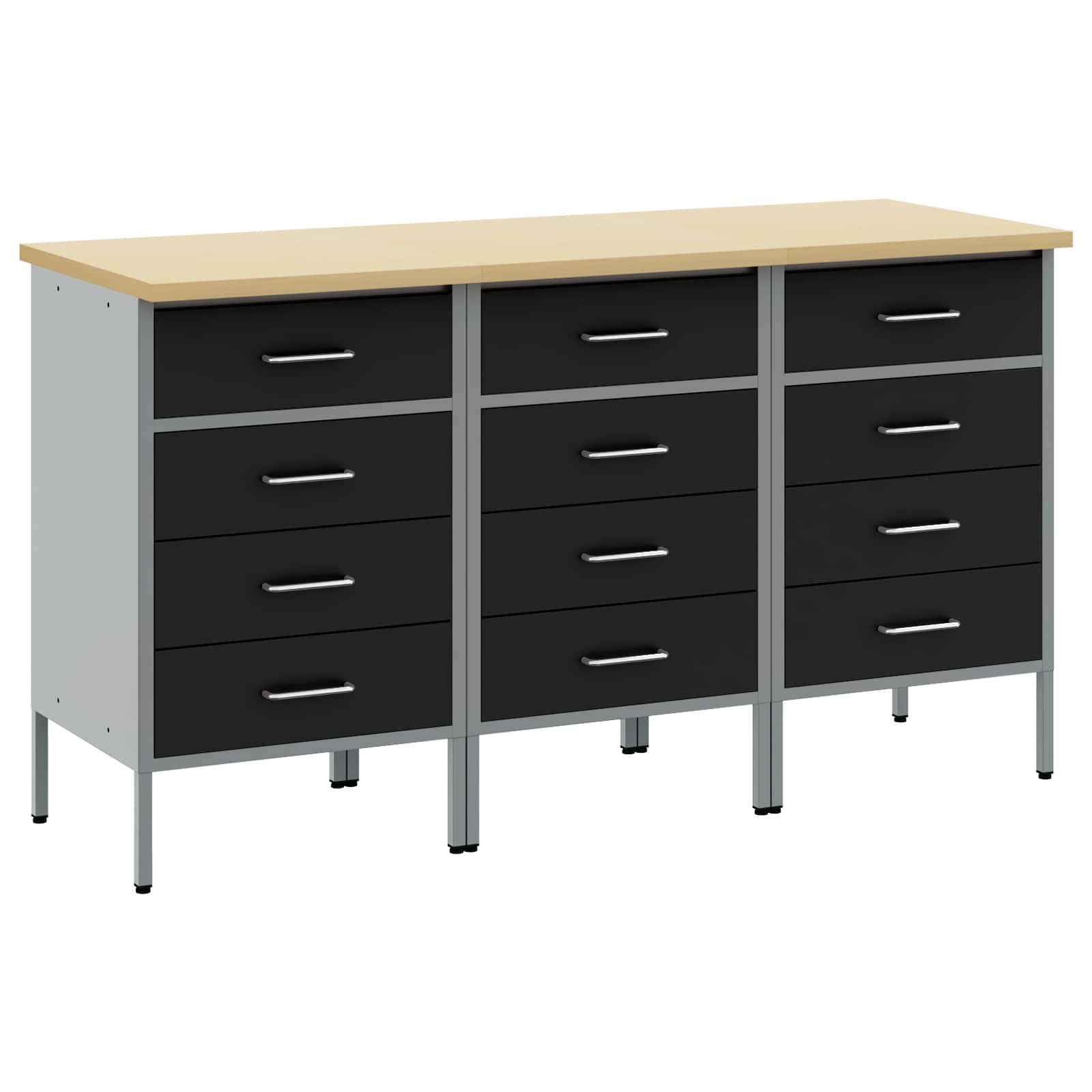 Werkbank mit Schubladen 2 pcs Rot und Grau 100 x 55 x 85 cm
