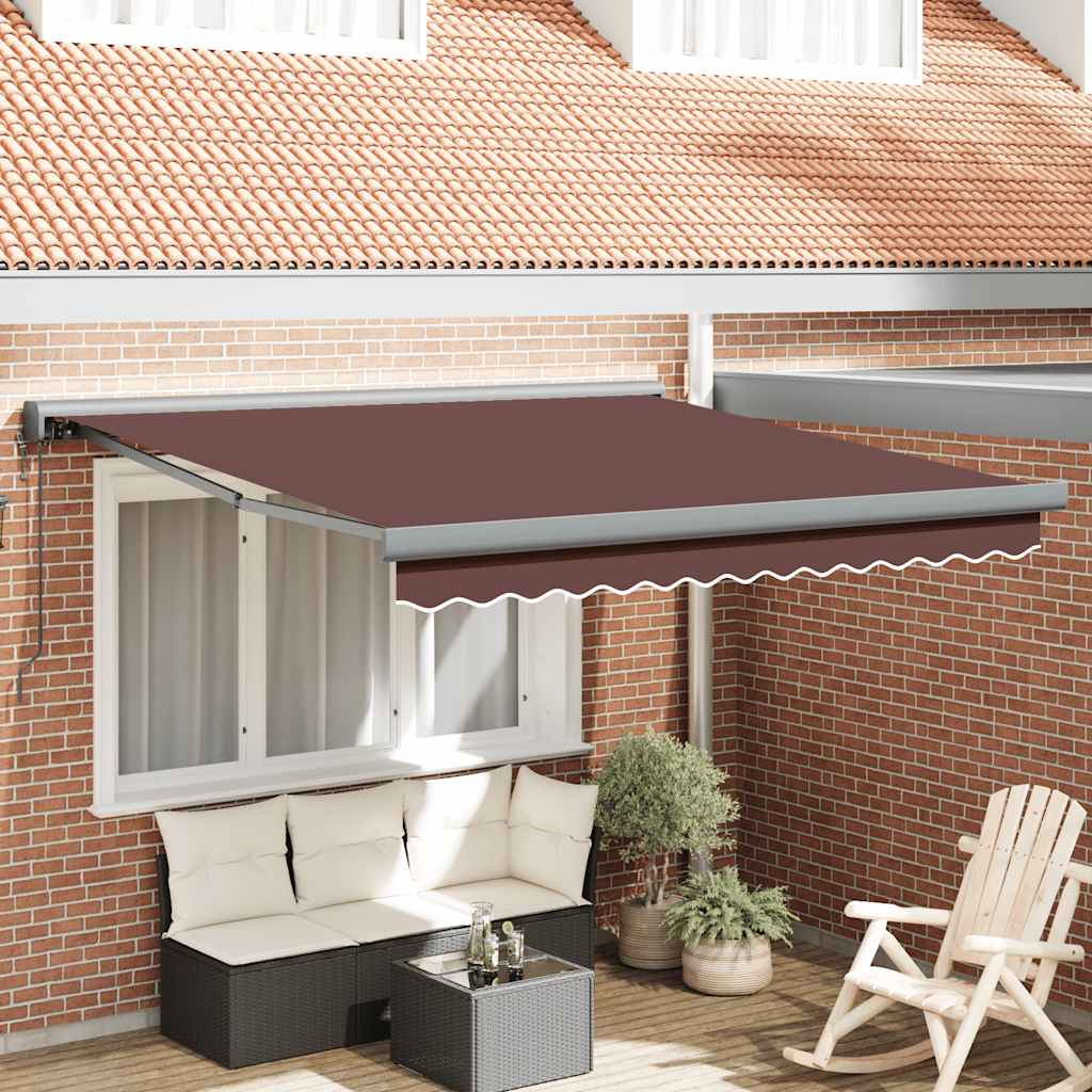 Markise Einziehbar Blau und Weiß 4x3 m Stoff und Aluminium