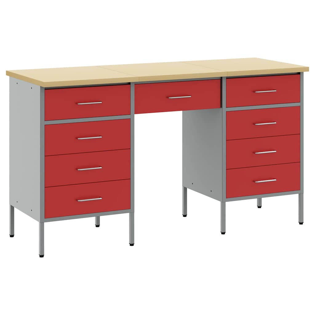 Werkbank mit Schubladen 2 pcs Rot und Grau 100 x 55 x 85 cm