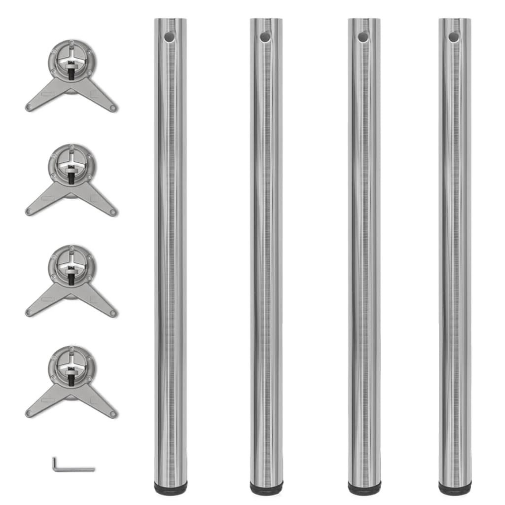 4x höhenverstellbares Tischbein Tischbeine Chrom 710 mm