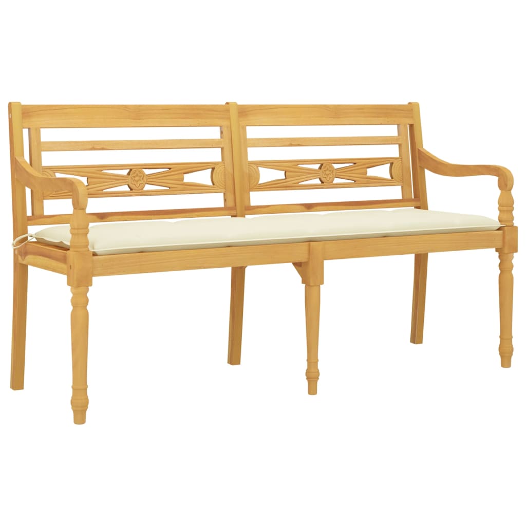 Batavia-Bank mit Anthrazit Kissen 150 cm Massivholz Teak