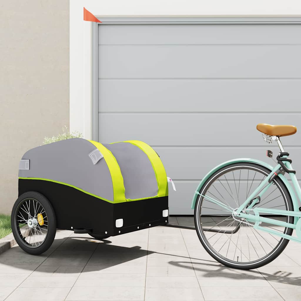 Fahrradanhänger Schwarz und Orange 30 kg Eisen