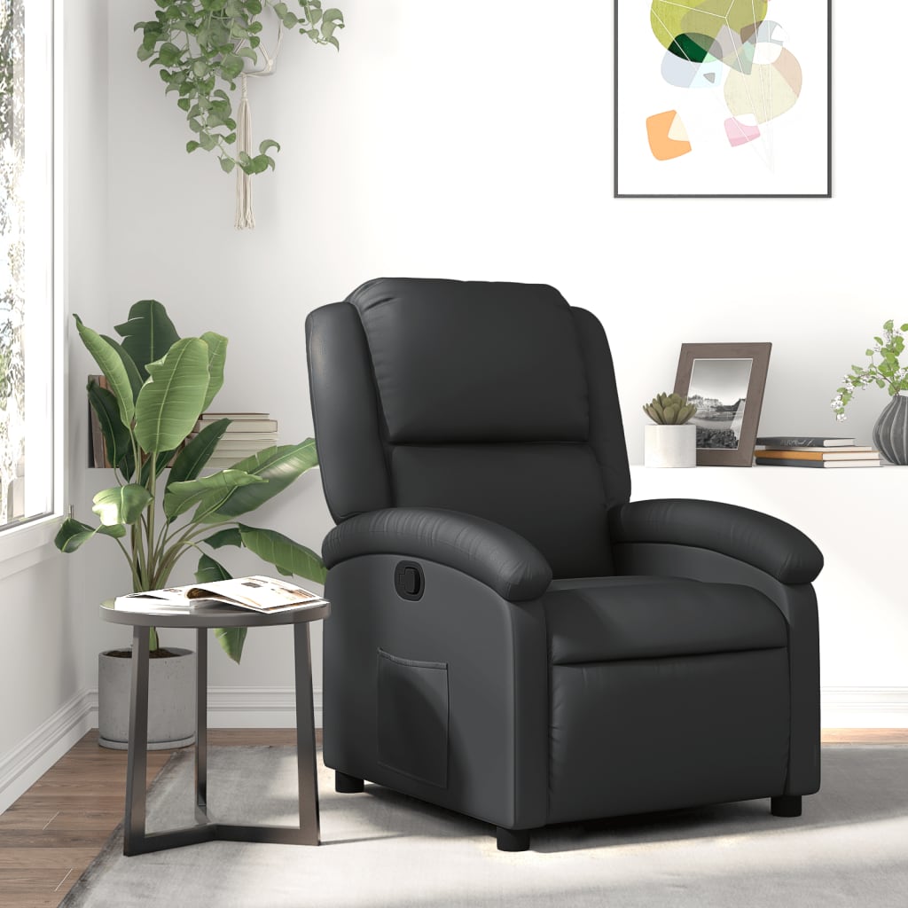Relaxsessel Echtleder Schwarz