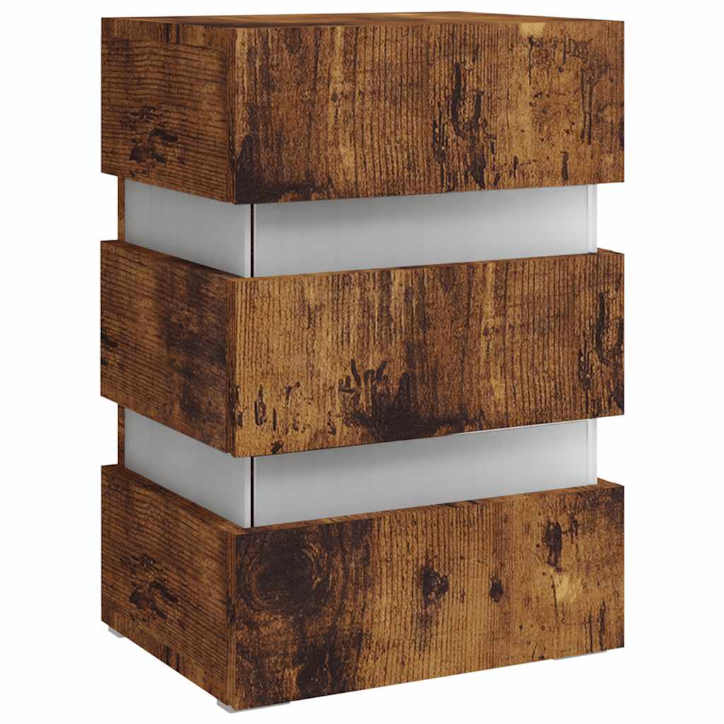 LED-Nachttisch Weiß 45x35x67 cm Holzwerkstoff