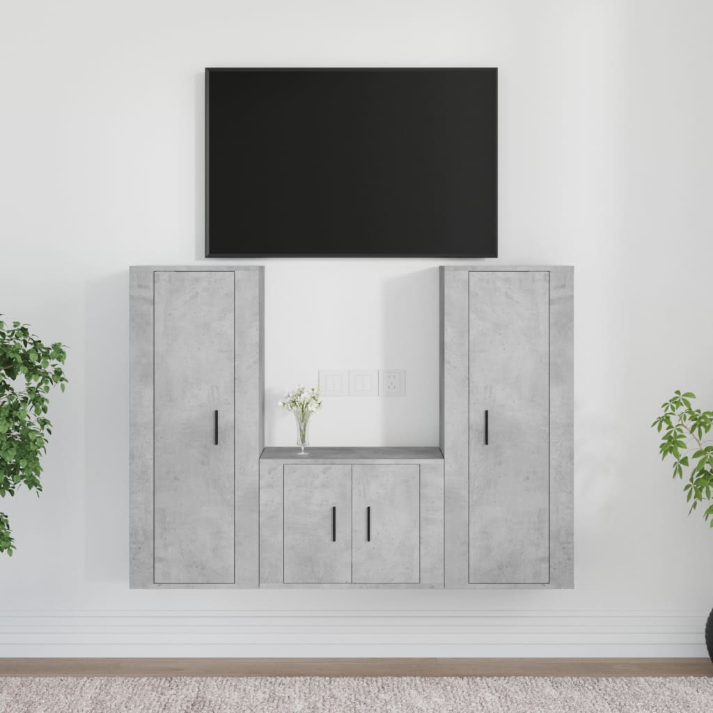 3-tlg. TV-Schrank-Set Weiß Holzwerkstoff