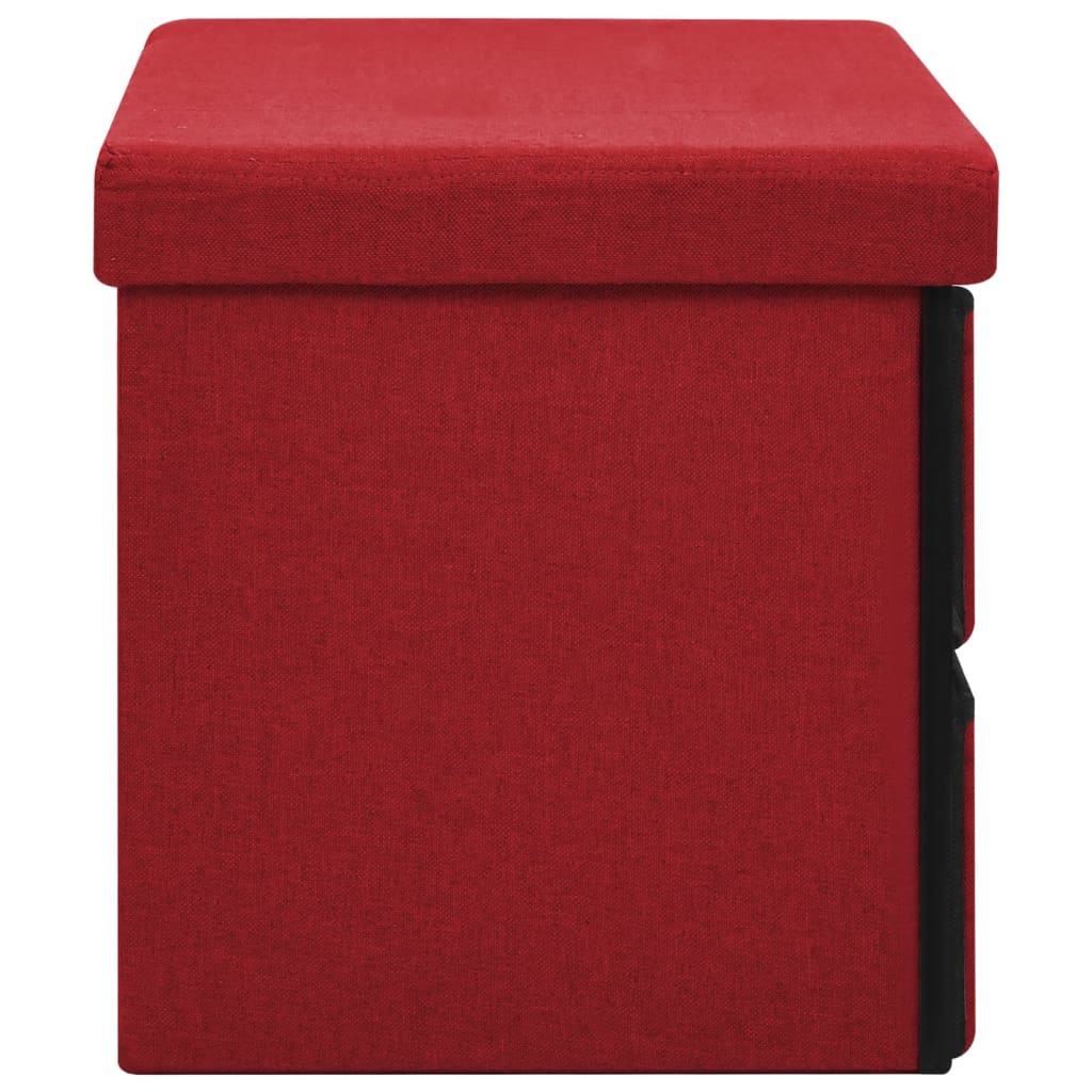Faltbare Sitzbank mit Stauraum Weinrot 76x38x38 cm Leinenoptik