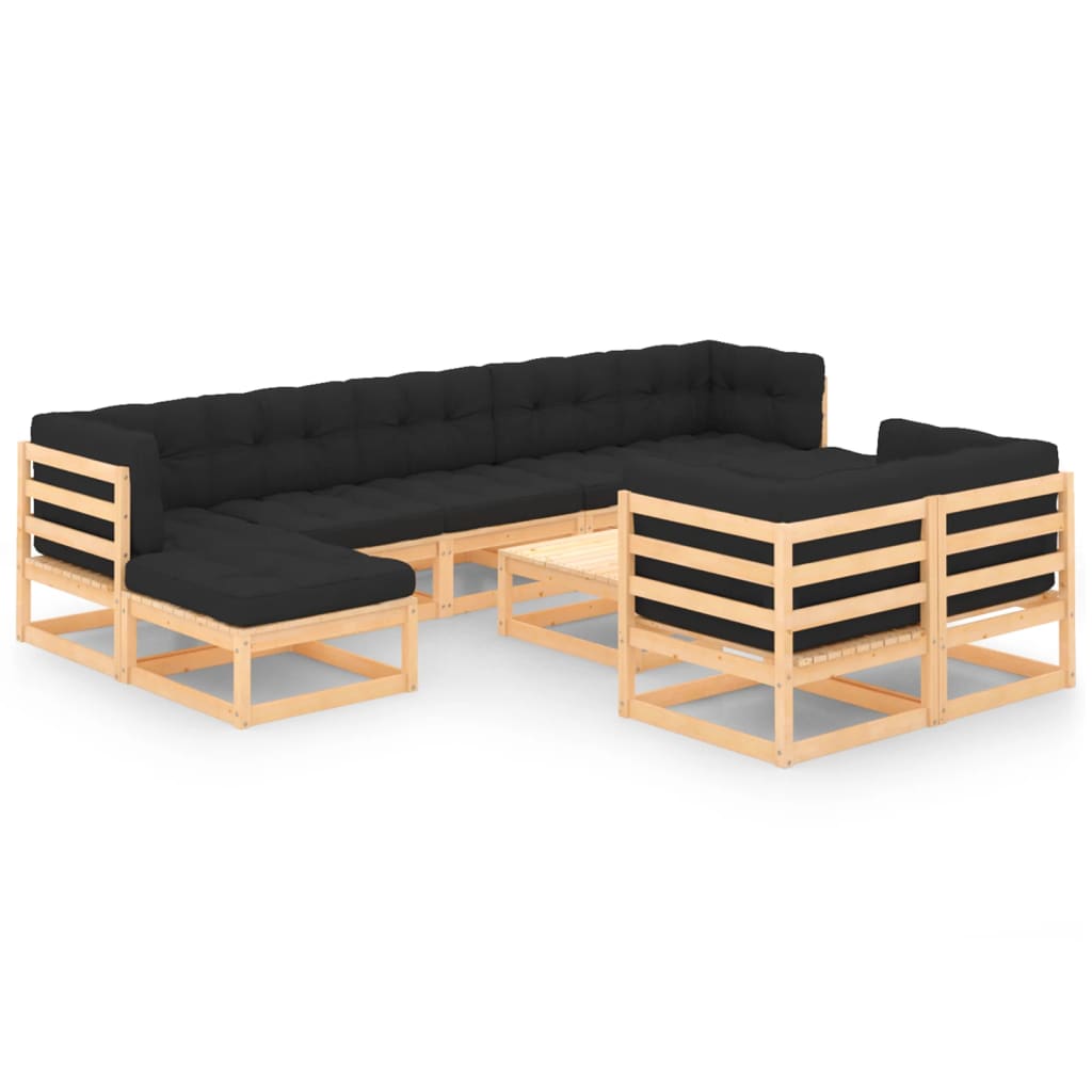 10-tlg. Garten-Lounge-Set Weiß Massivholz Kiefer