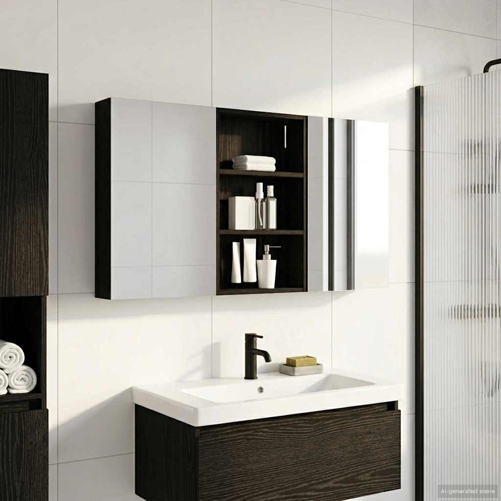 Badezimmerschrank-Set 3 pcs 80 x 10,5 x 50 cm Holzwerkstoff