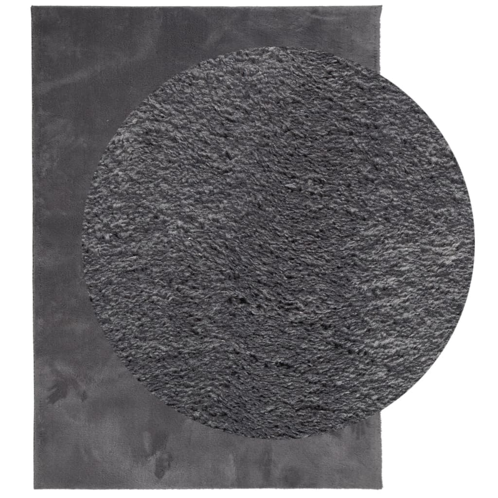 Teppich HUARTE Kurzflor Weich und Waschbar Anthrazit 60x110 cm
