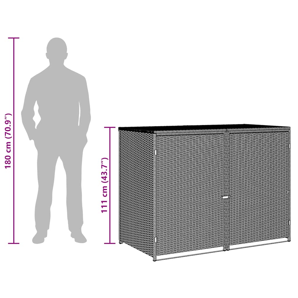 Mülltonnenbox für 2 Tonnen Poly Rattan Schwarz 148x80x111 cm