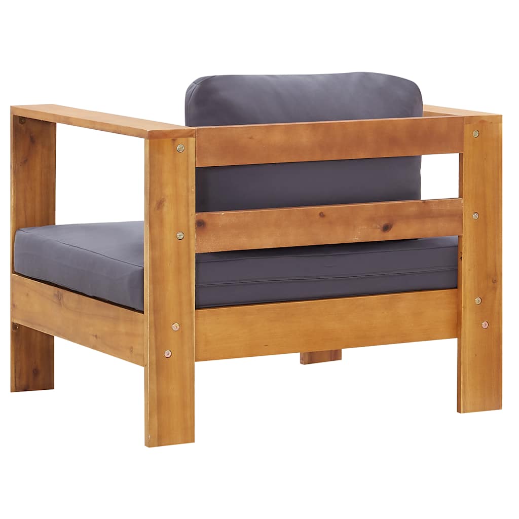 2-tlg. Garten-Lounge-Set mit Cremeweißen Kissen Akazienholz