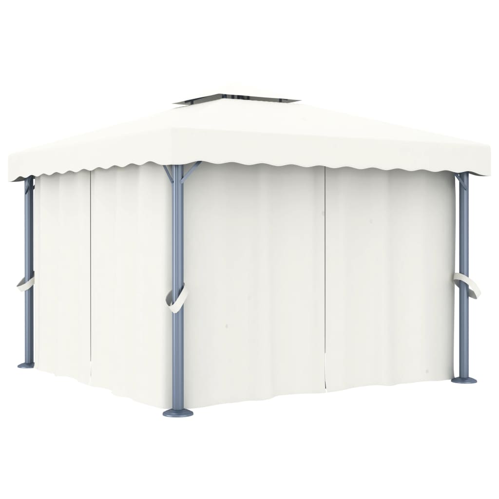 Pavillon mit Vorhang 4x3 m Cremeweiß Aluminium