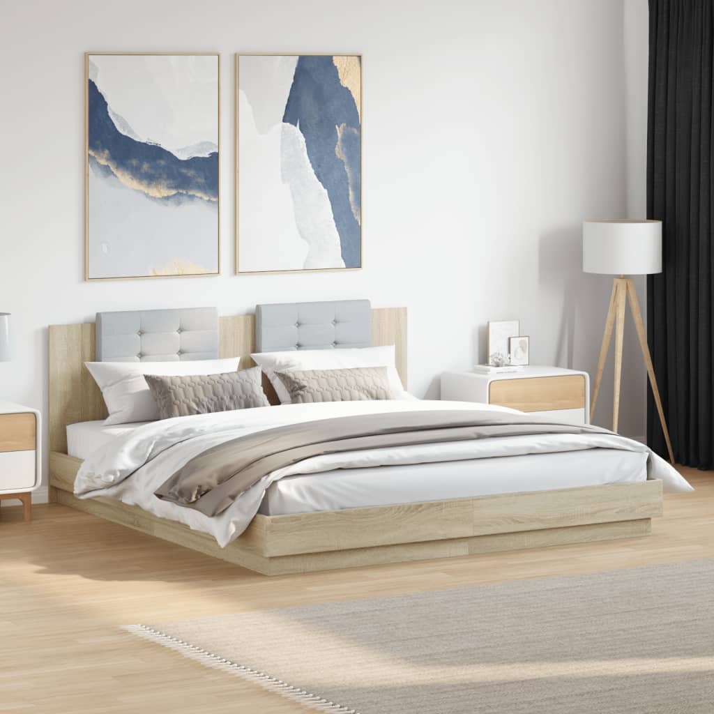 Bettgestell mit Kopfteil Grau Sonoma 180x200 cm Holzwerkstoff