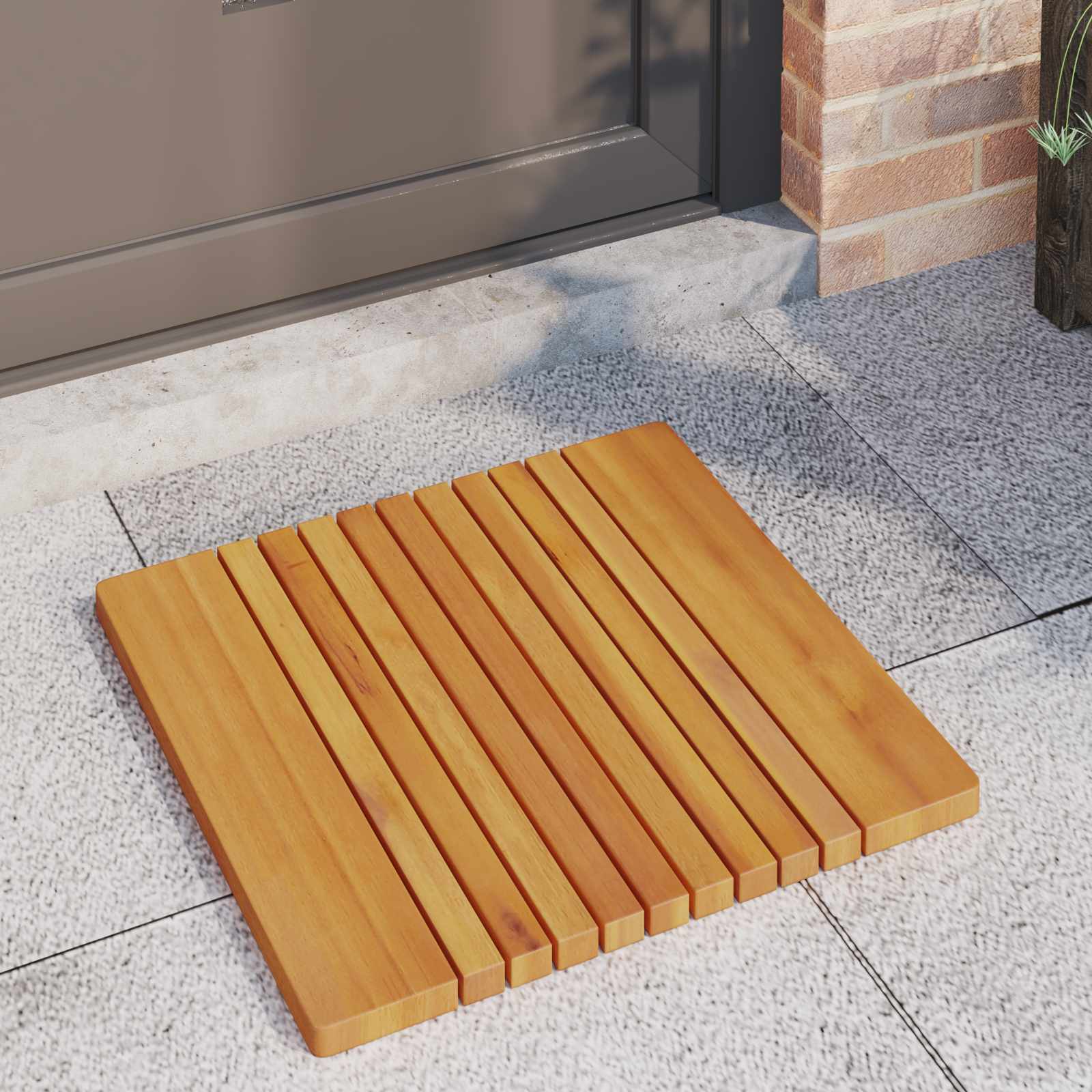 Badematte Uni Braun 59 x 40 cm Massives Akazienholz
