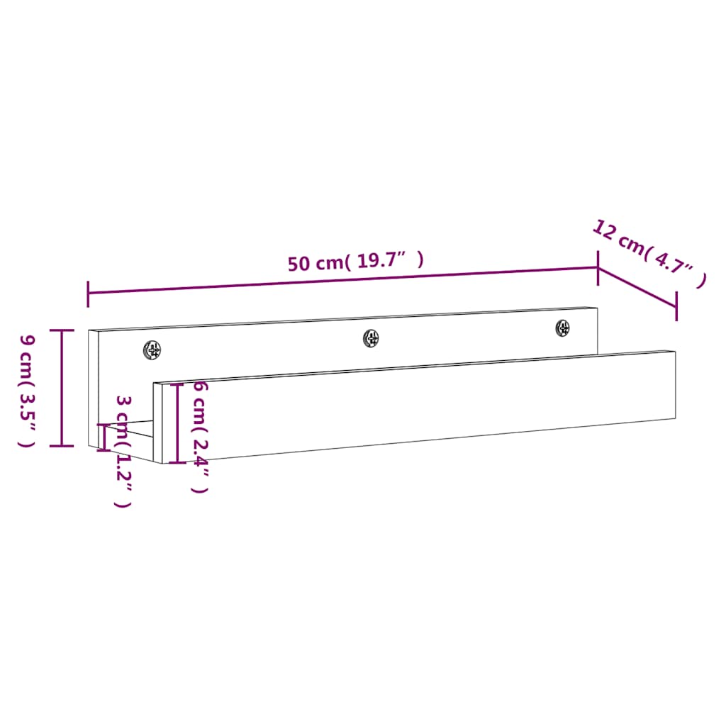 Wandregale 2 Stk. 50x12x9 cm Massivholz Kiefer