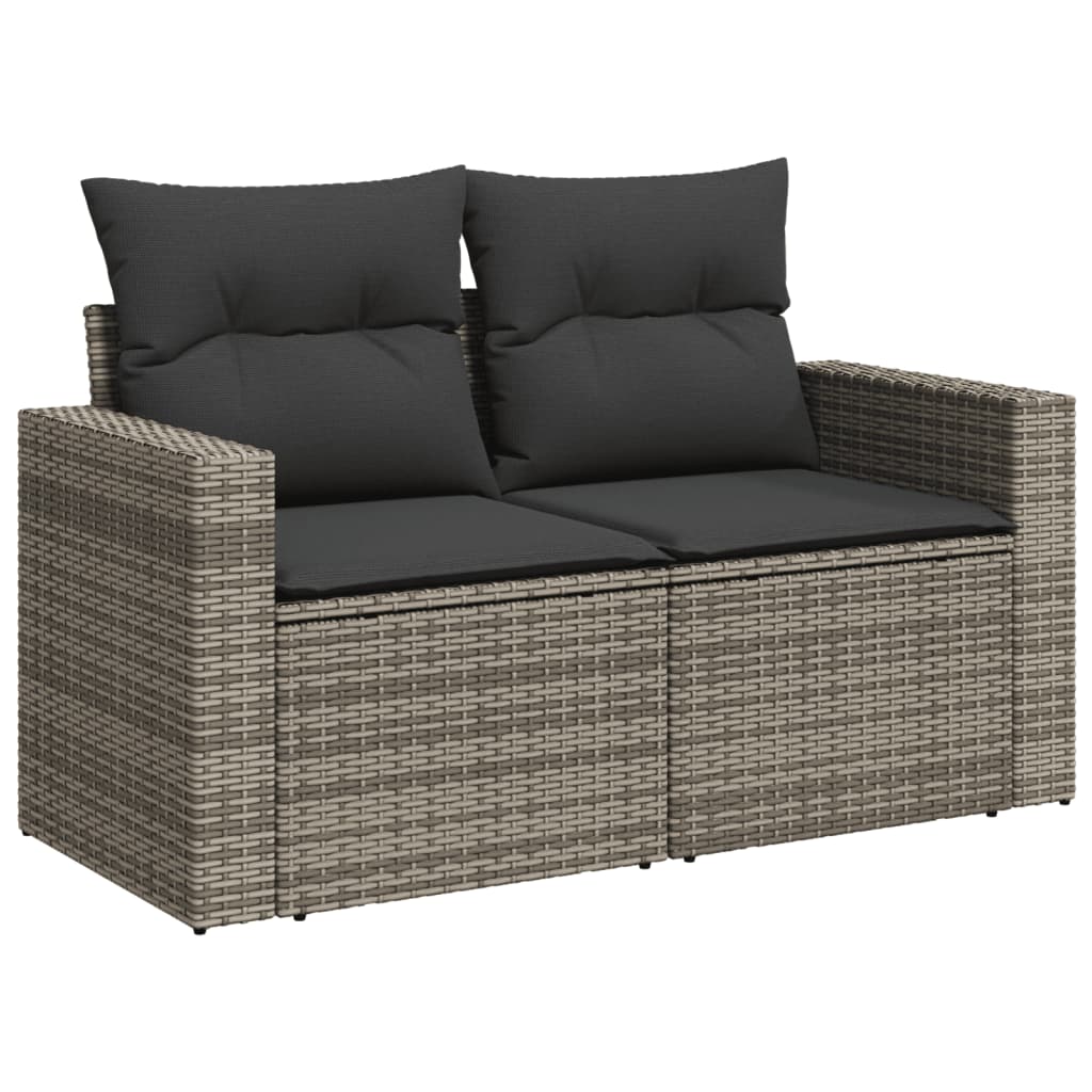 10-tlg. Garten-Sofagarnitur mit Kissen Schwarz Poly Rattan