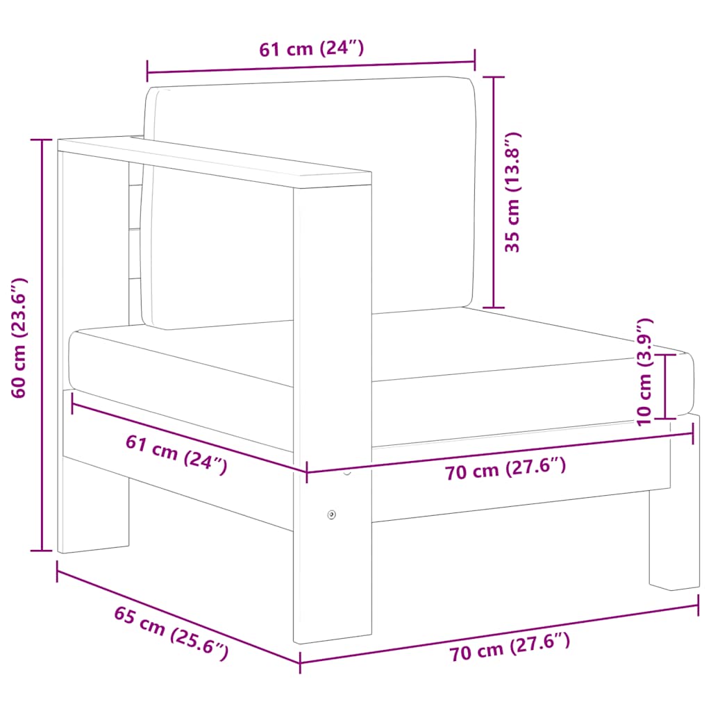 2-tlg. Garten-Lounge-Set mit Cremeweißen Kissen Akazienholz