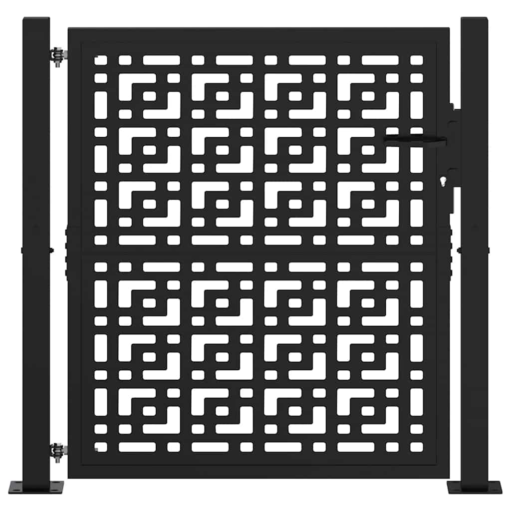 Gartentor Schwarz 100x100 cm Stahl Lichtdesign