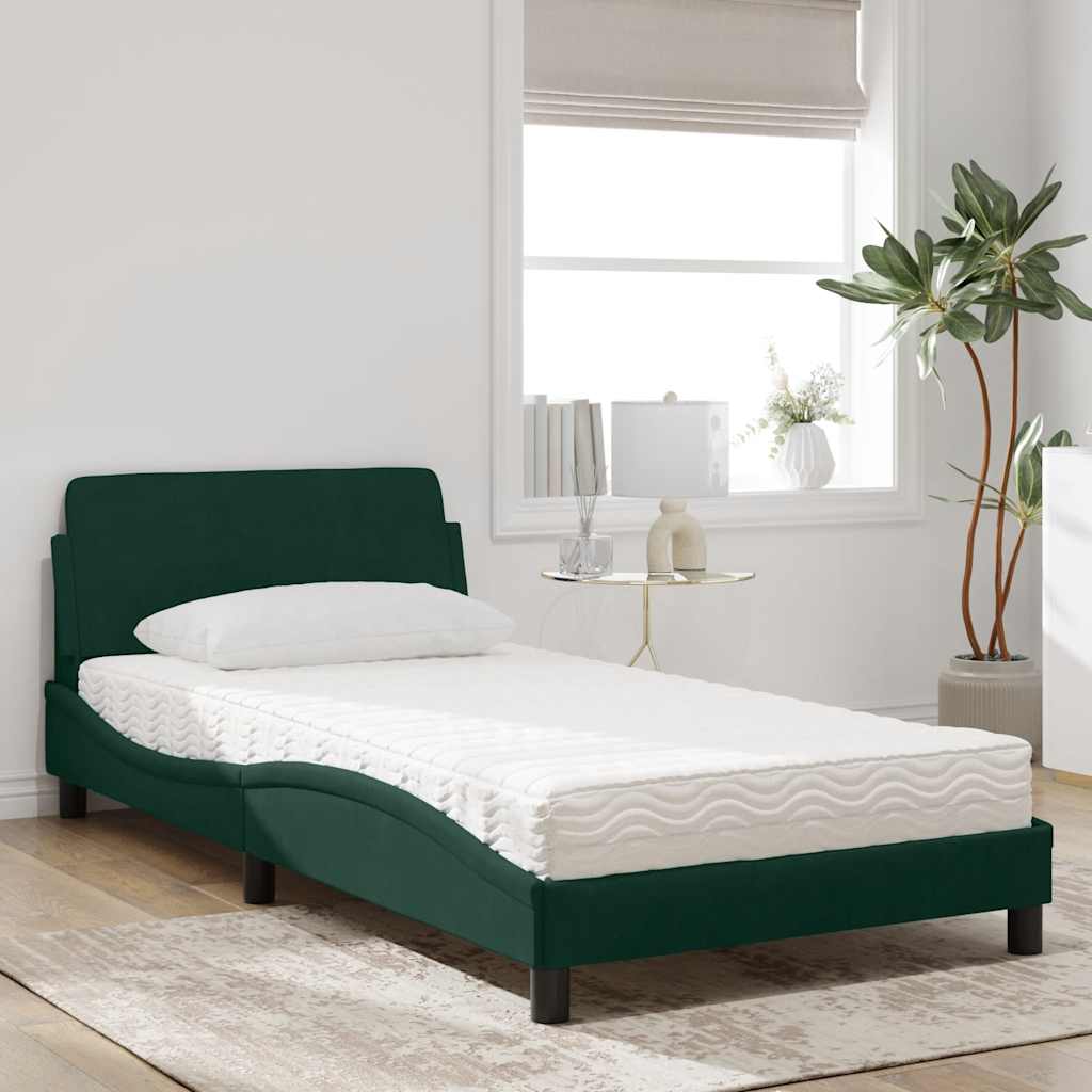 Bett mit Matratze "Dover" Hellgrau 80x200 cm Samt