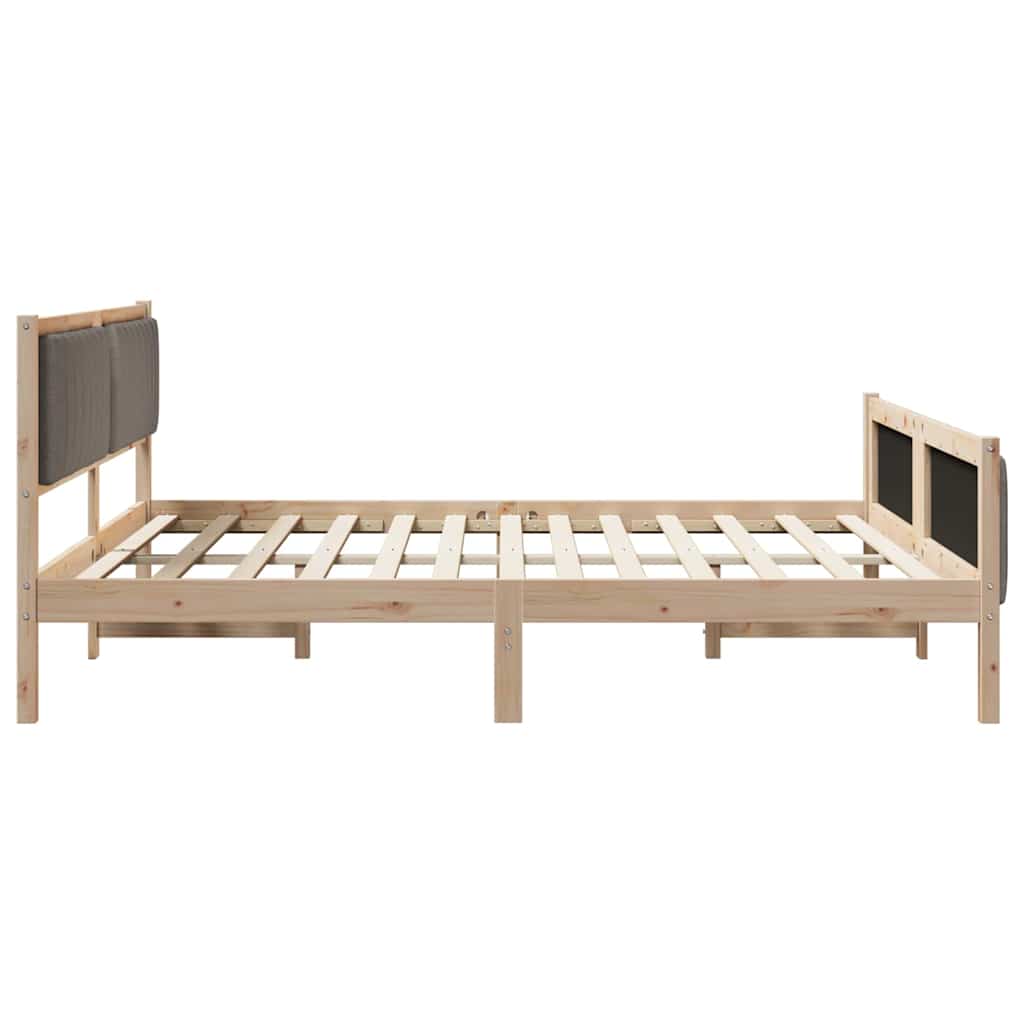 Bettgestell Braun und hellgrau 200 x 200 cm Massivholz Kiefer