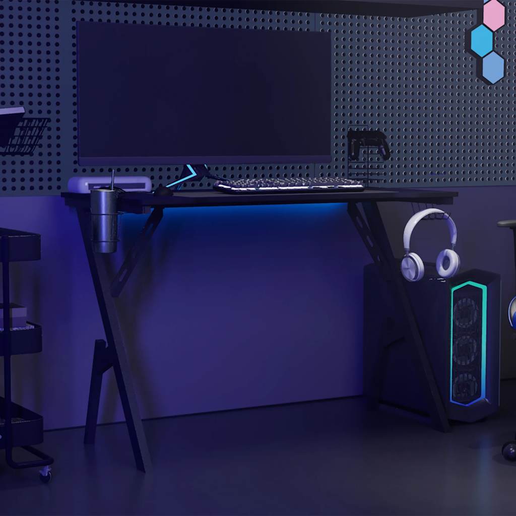 Gaming-Schreibtisch mit Y-Gestell Schwarz 90x60x75 cm