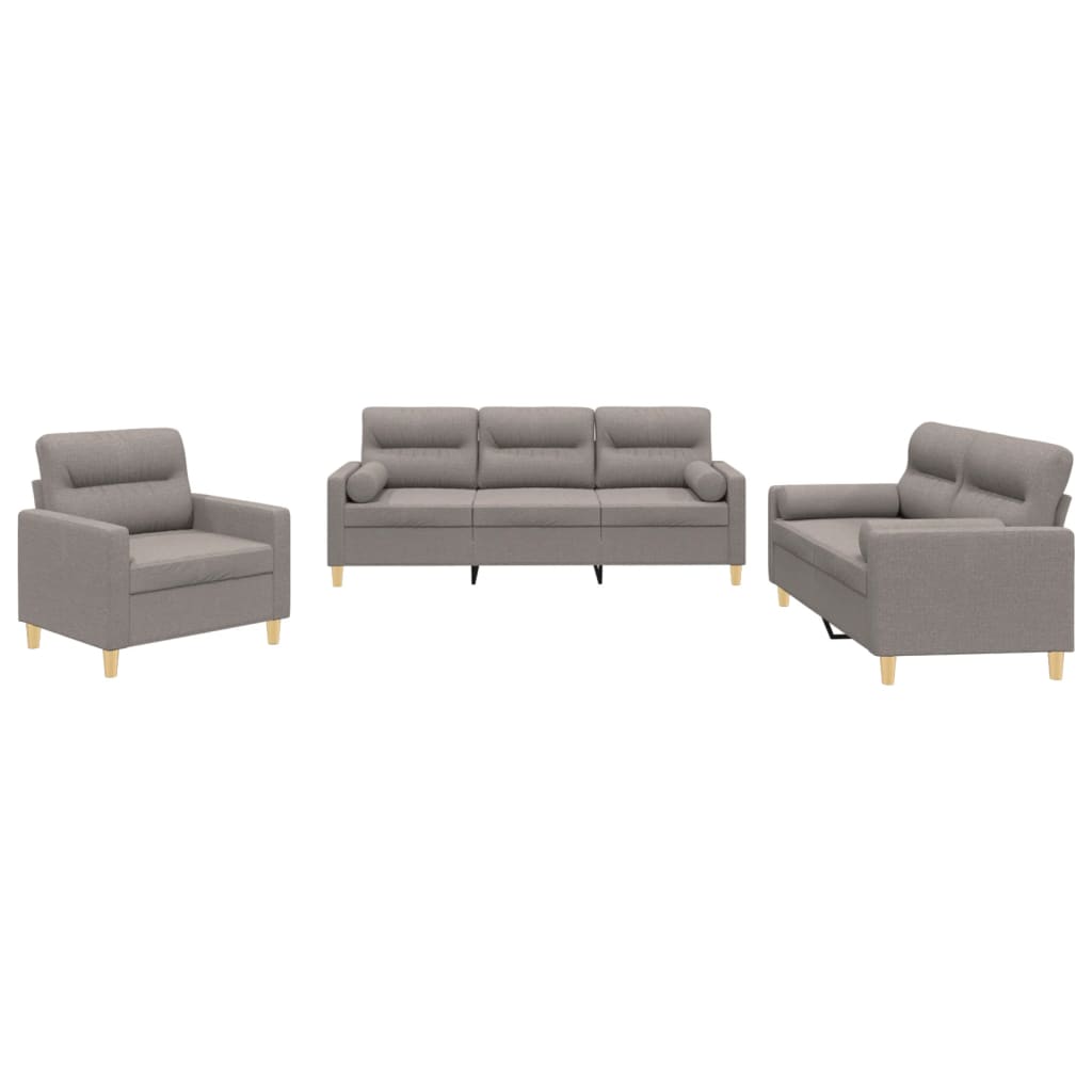 4-tlg. Sofagarnitur mit Kissen Taupe Stoff