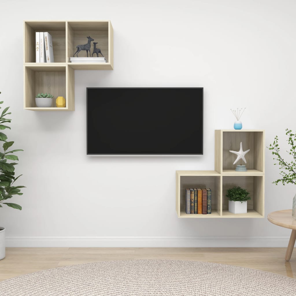 4-tlg. TV-Schrank-Set Weiß Holzwerkstoff