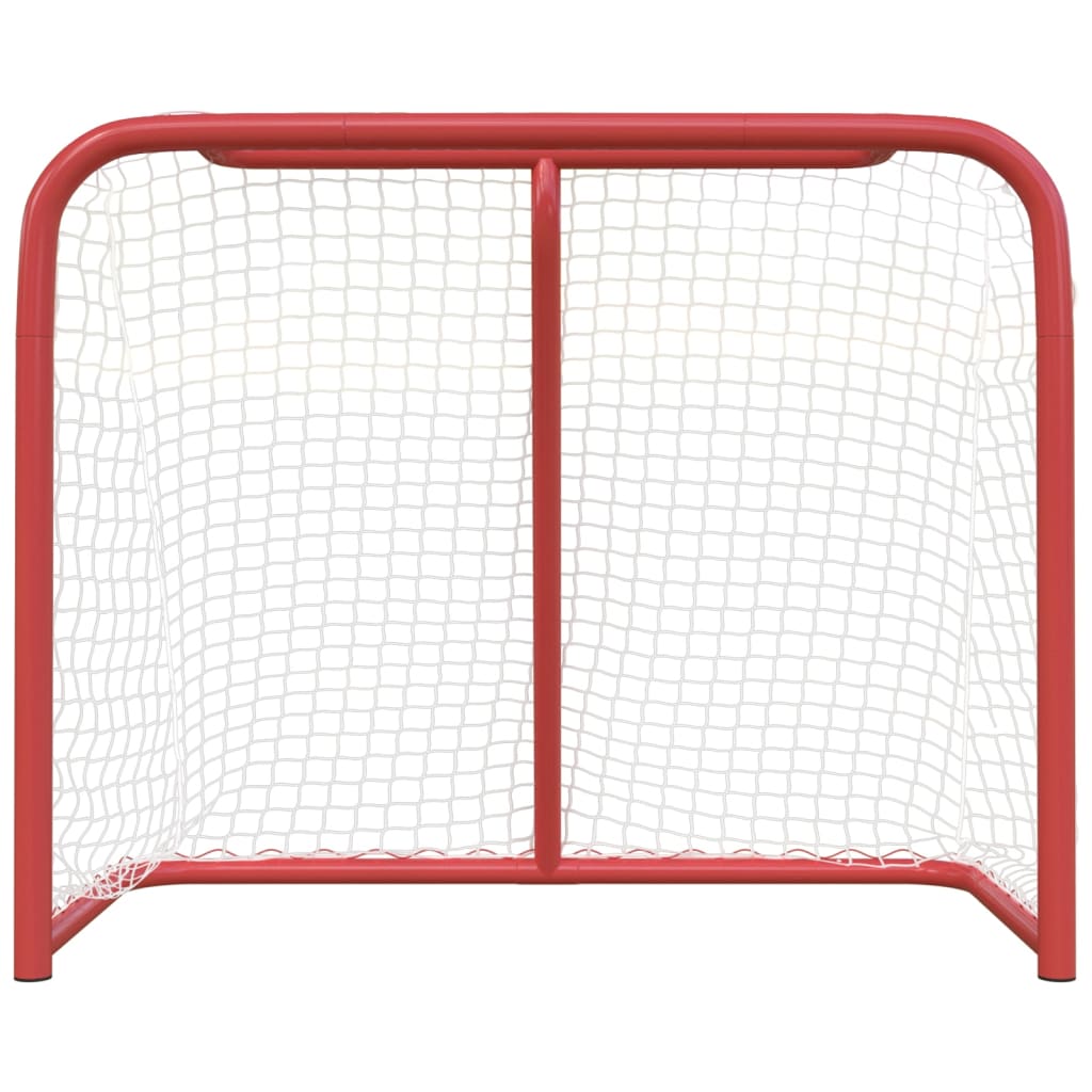 Hockeytor mit Netz Rot & Weiß 153x60x118 cm Stahl & Polyester