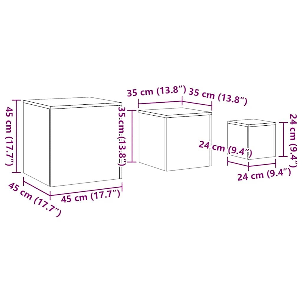 Beistelltische 3 Stk. Weiß Holzwerkstoff