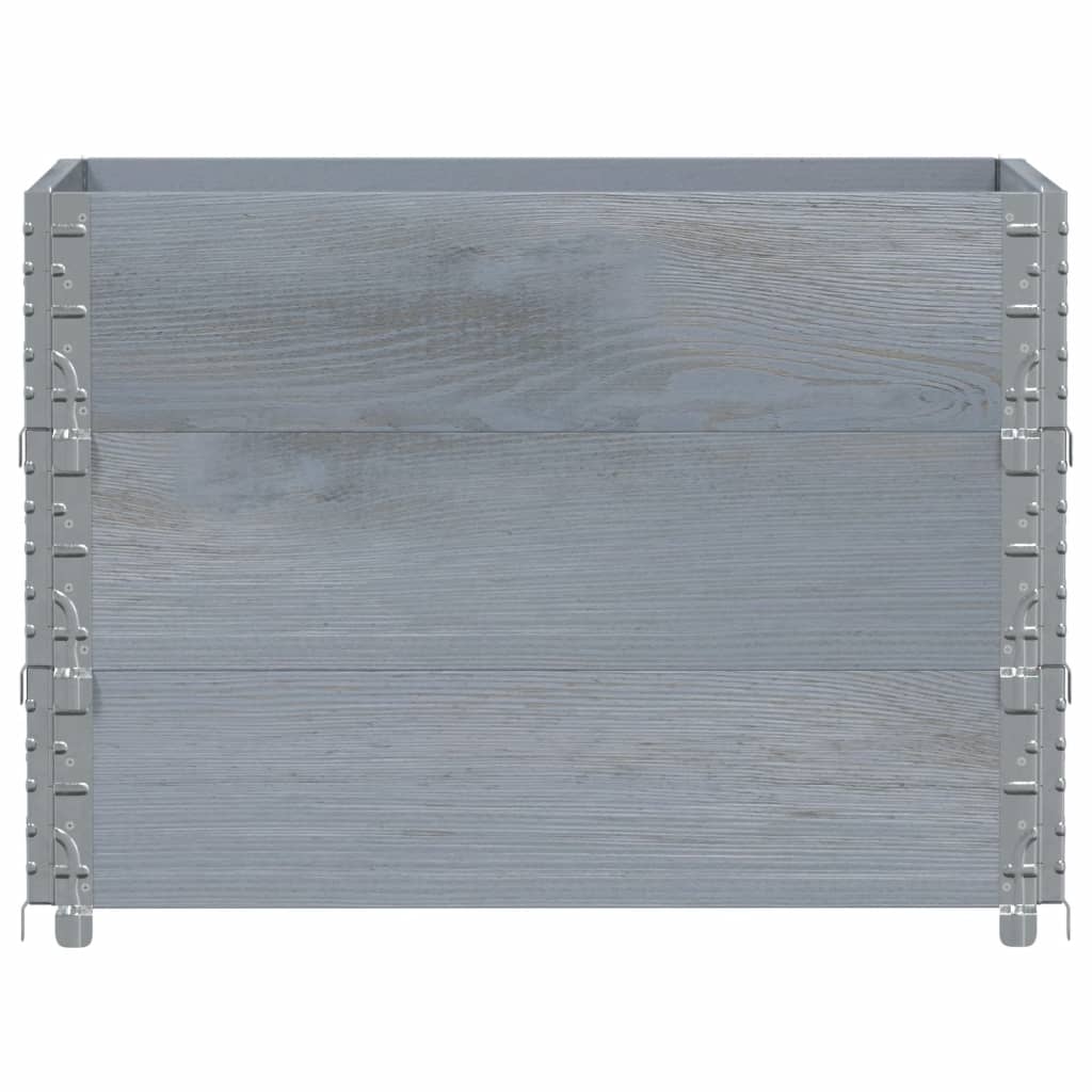 Paletten-Aufsatzrahmen Schwarz 80x60 cm Massivholz Kiefer