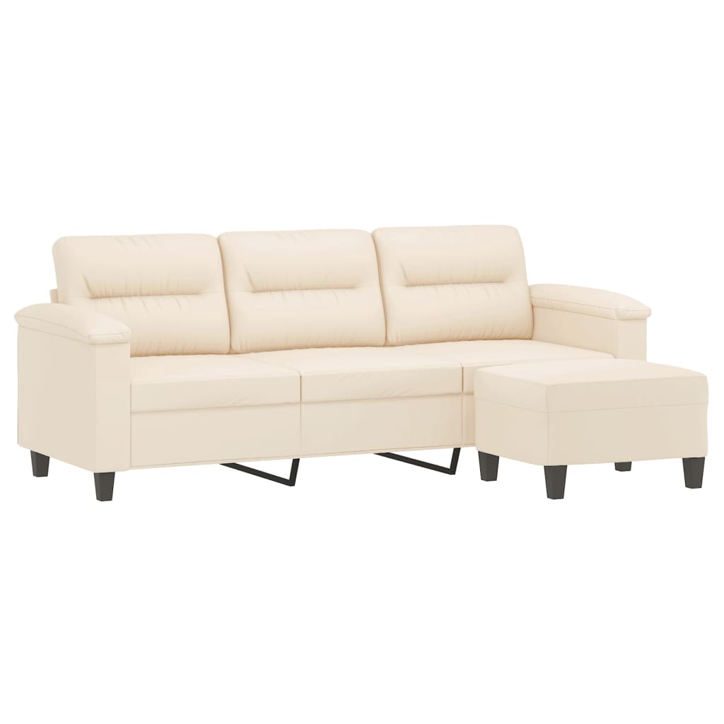 3-Sitzer-Sofa mit Hocker Taupe 180 cm Mikrofasergewebe