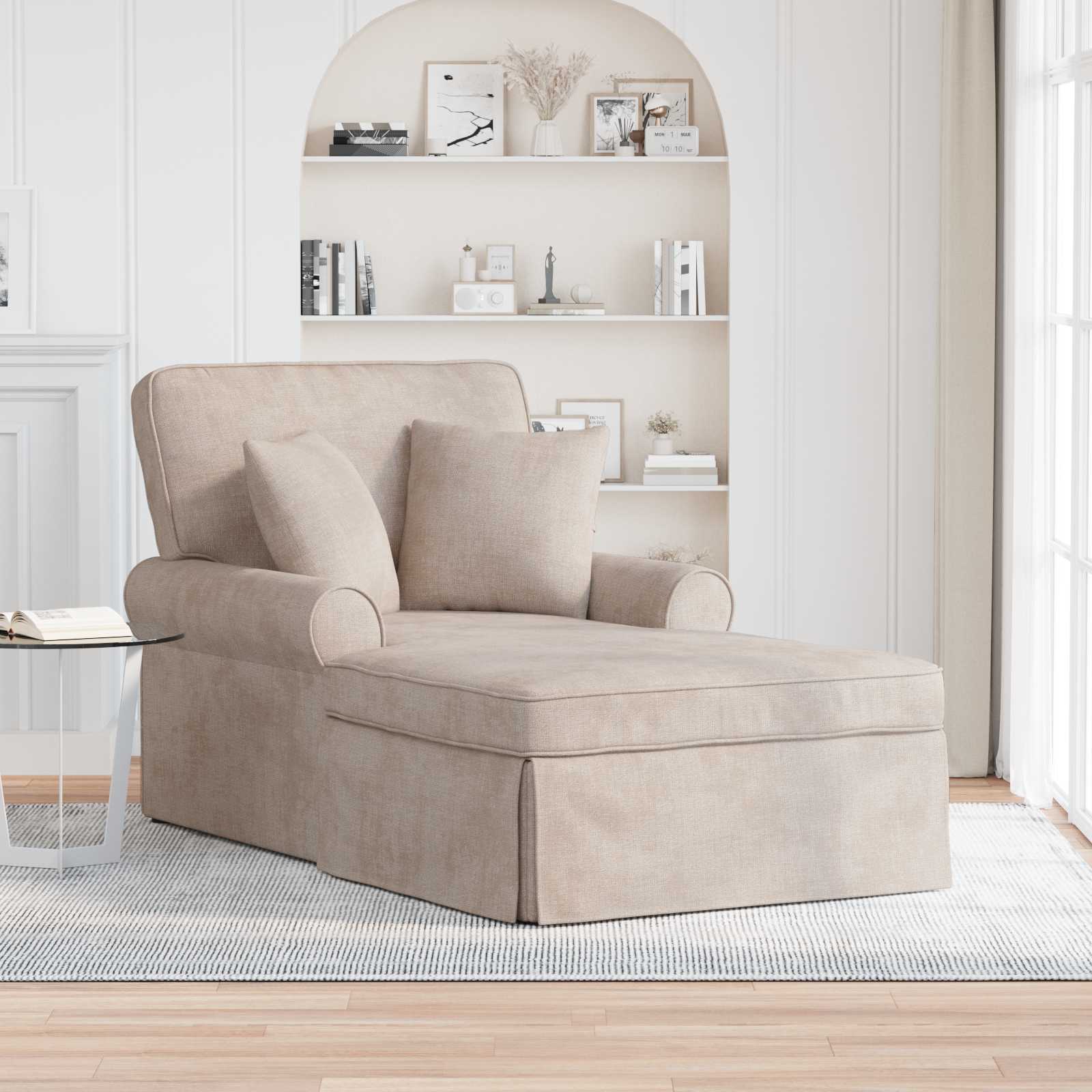 Chaise Lounge mit Rock mit Kissen Creme 157 x 91 x 91 cm ARES