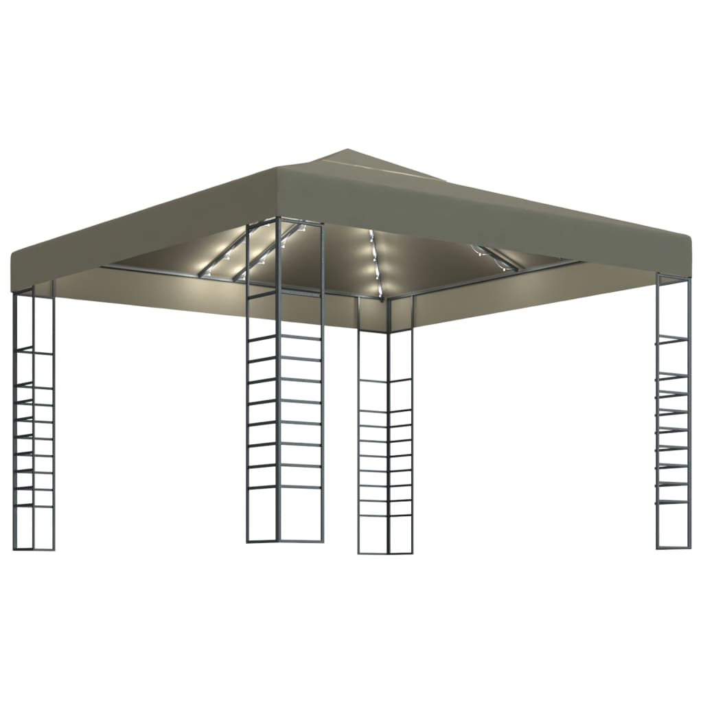 Gartenzelt mit LED-Lichterkette 3x3 m Anthrazit