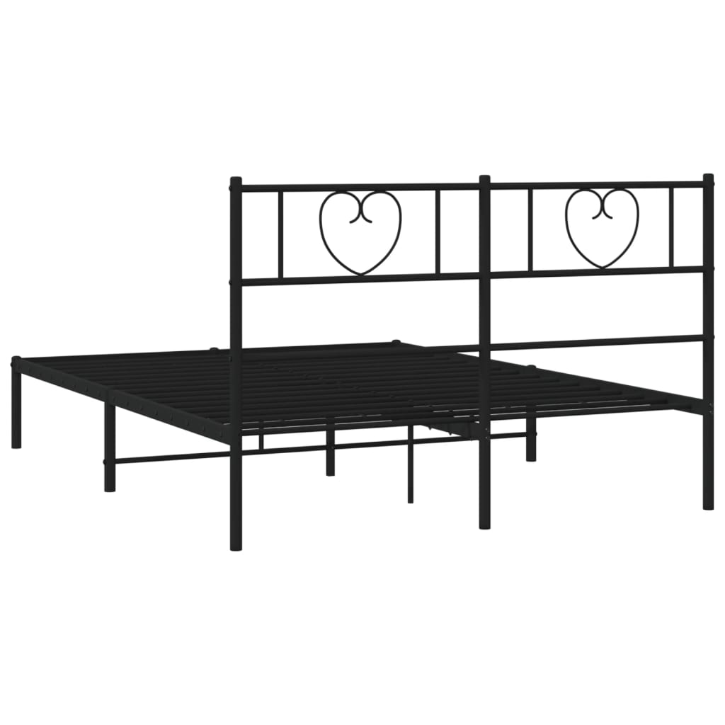 Bettgestell mit Kopfteil Metall Schwarz 100x190 cm