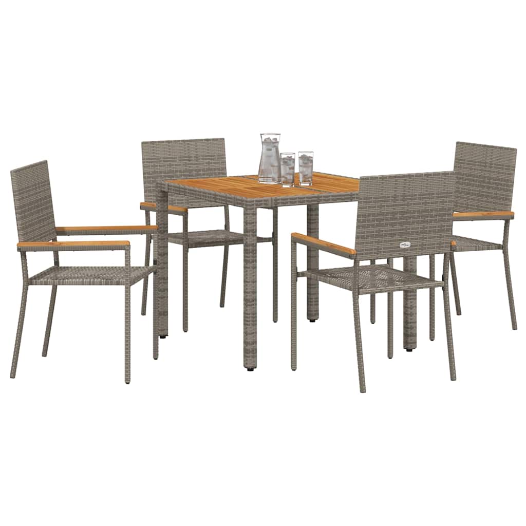 Garten Essgruppe 3 pcs Schwarz Poly-Rattan
