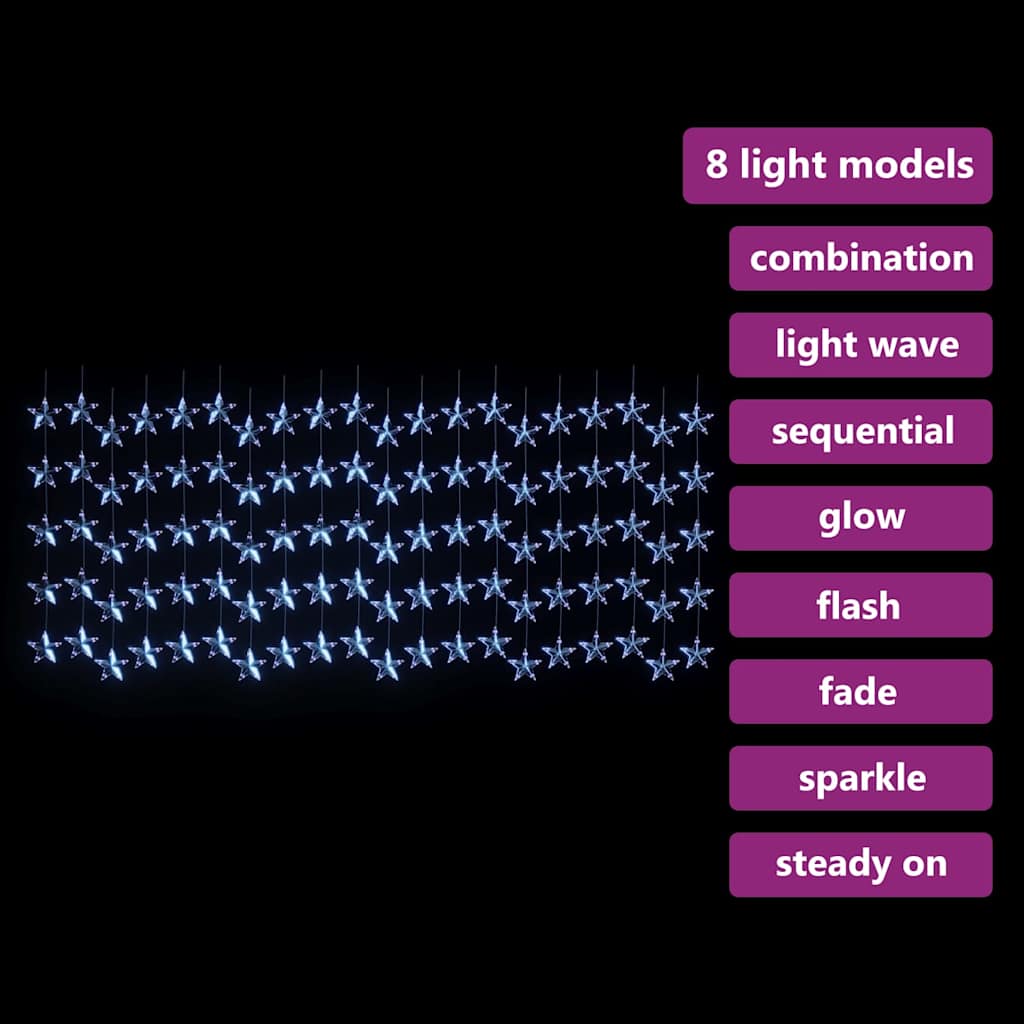 LED Sternenvorhang Lichterkette 200 LED Kaltweiß 8 Funktionen
