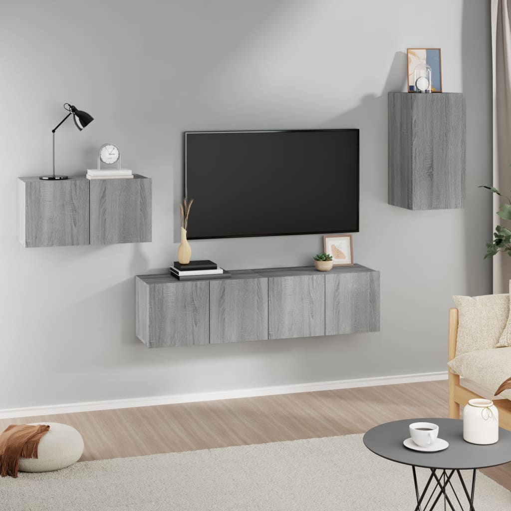 4-tlg. TV-Schrank-Set Sonoma-Eiche Holzwerkstoff