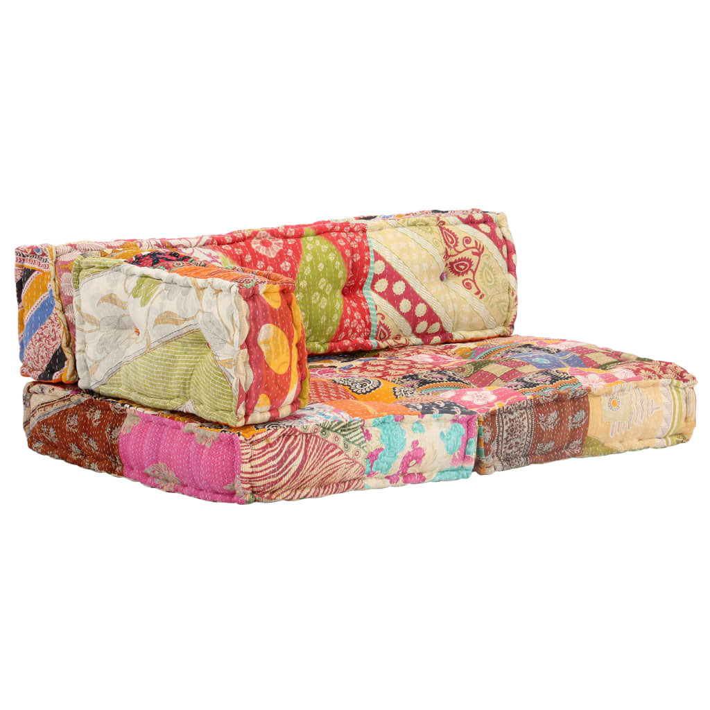 2-Sitzer Modularer Pouf Patchwork Stoff