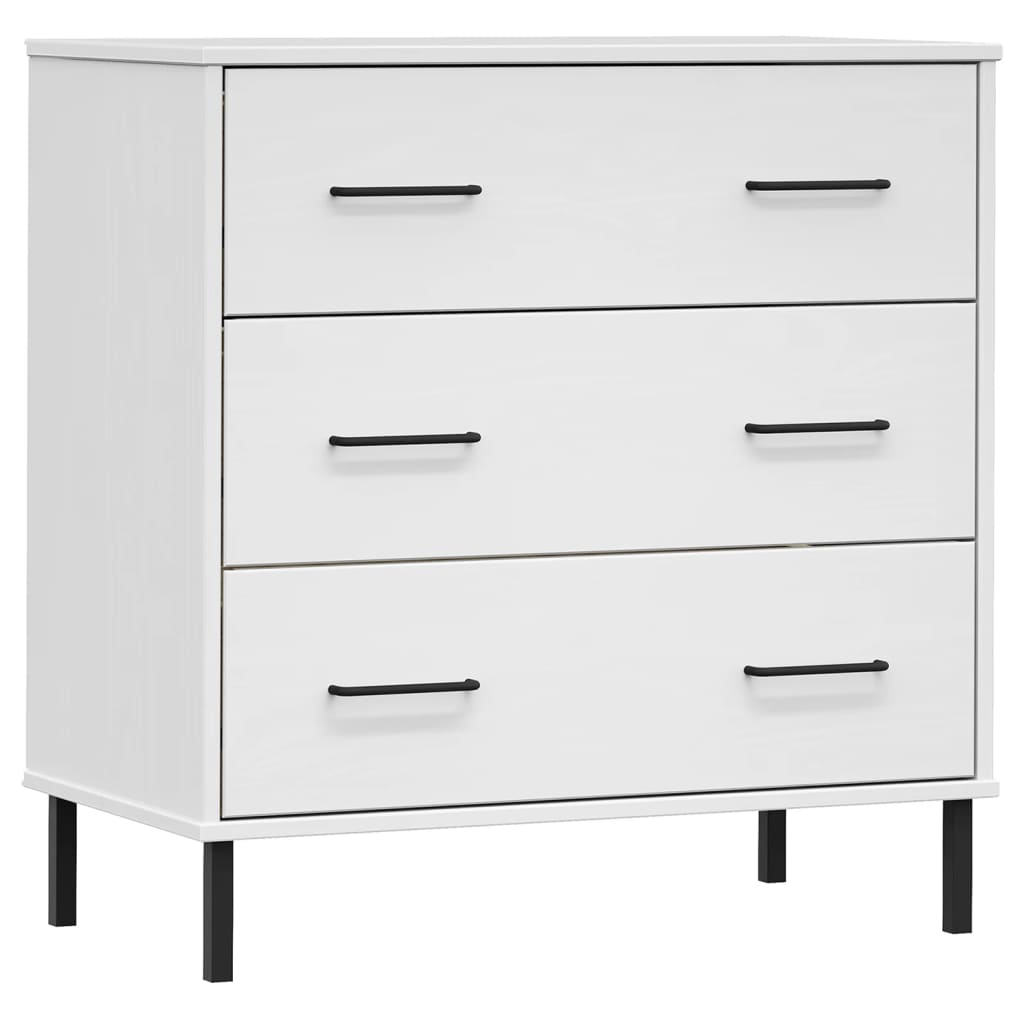 Sideboard OSLO mit 3 Schubladen Grau 77x40x79,5 cm Massivholz