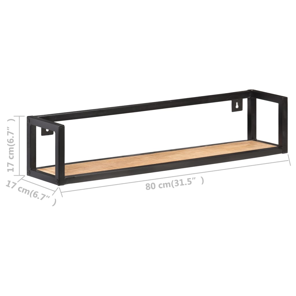 Wandregale 2 Stk. 120 cm Raues Mangoholz