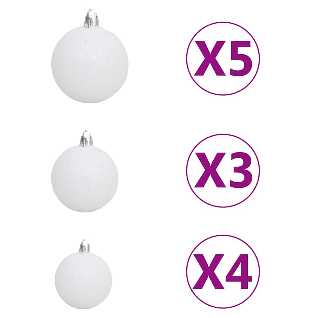 Künstlicher Weihnachtsbaum mit LEDs Kugeln Zapfen 150 cm