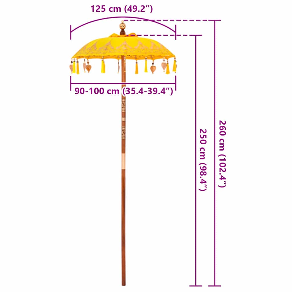 Balinesischer Sonnenschirm Creme 125 x 125 x 260 cm