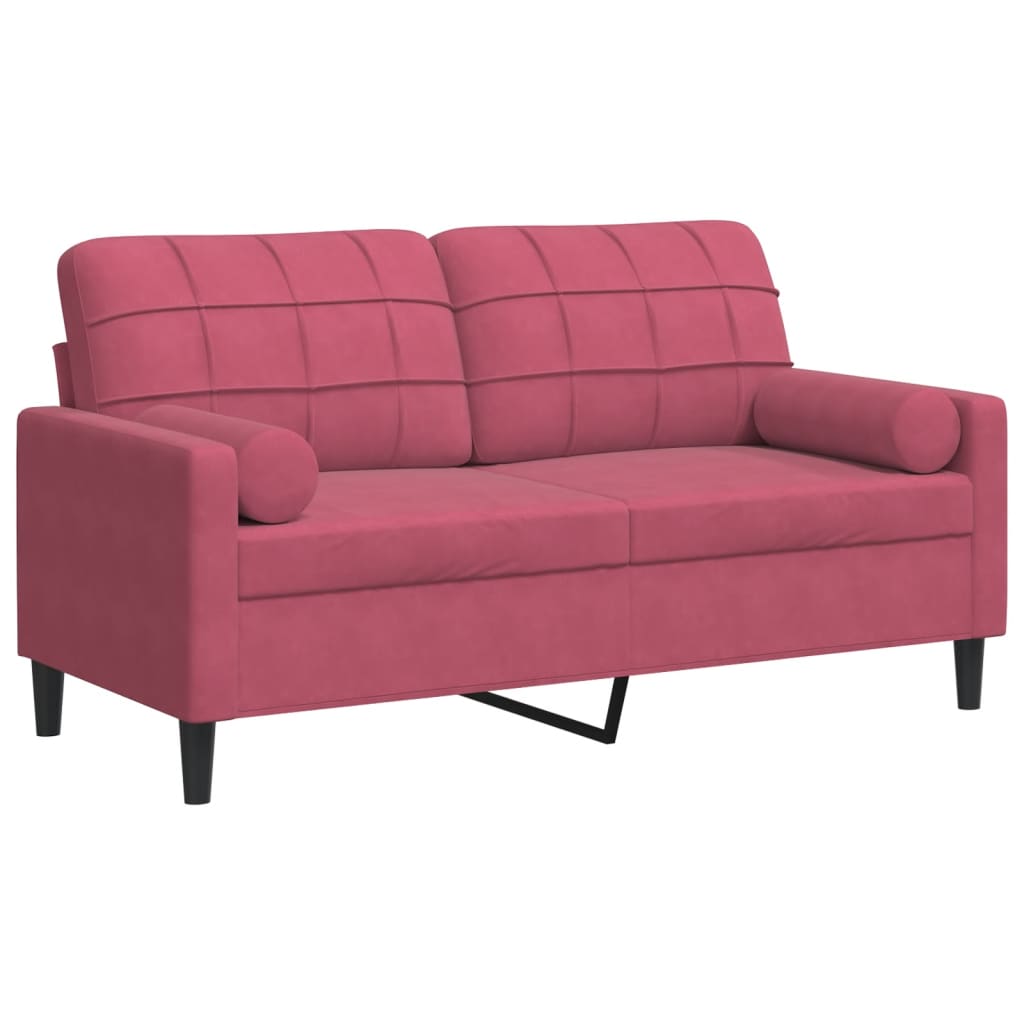2-Sitzer-Sofa mit Zierkissen Hellgrau 120 cm Samt