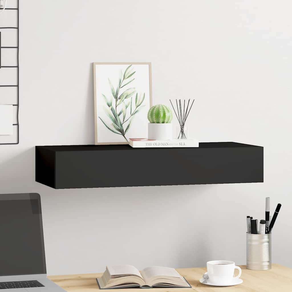 Wandregal mit Schublade Weiß 40x23,5x10 cm MDF