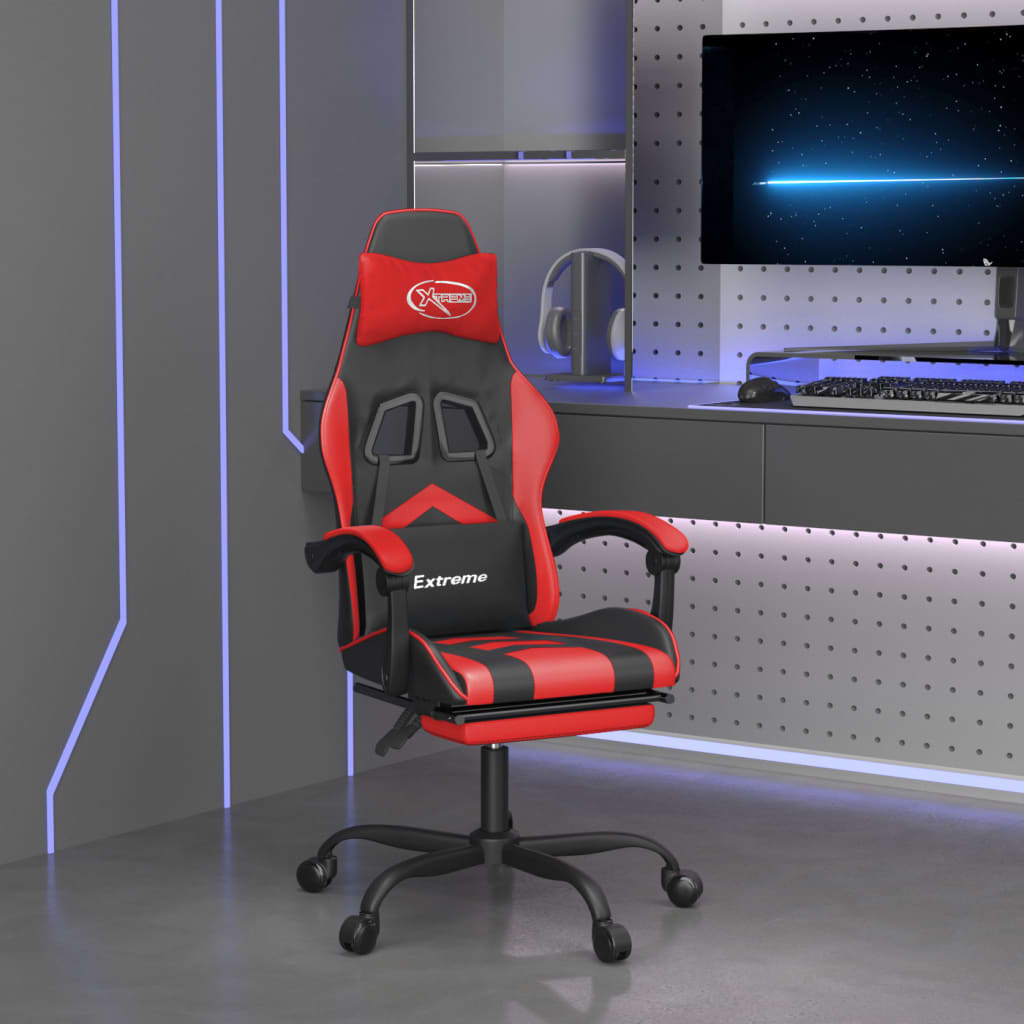 Gaming-Stuhl Drehbar Schwarz und Rot Kunstleder