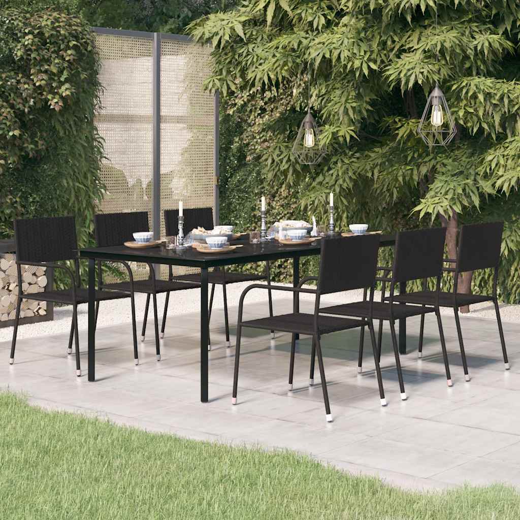 Garten-Esstisch Schwarz 160x80x74 cm Stahl und Hartglas
