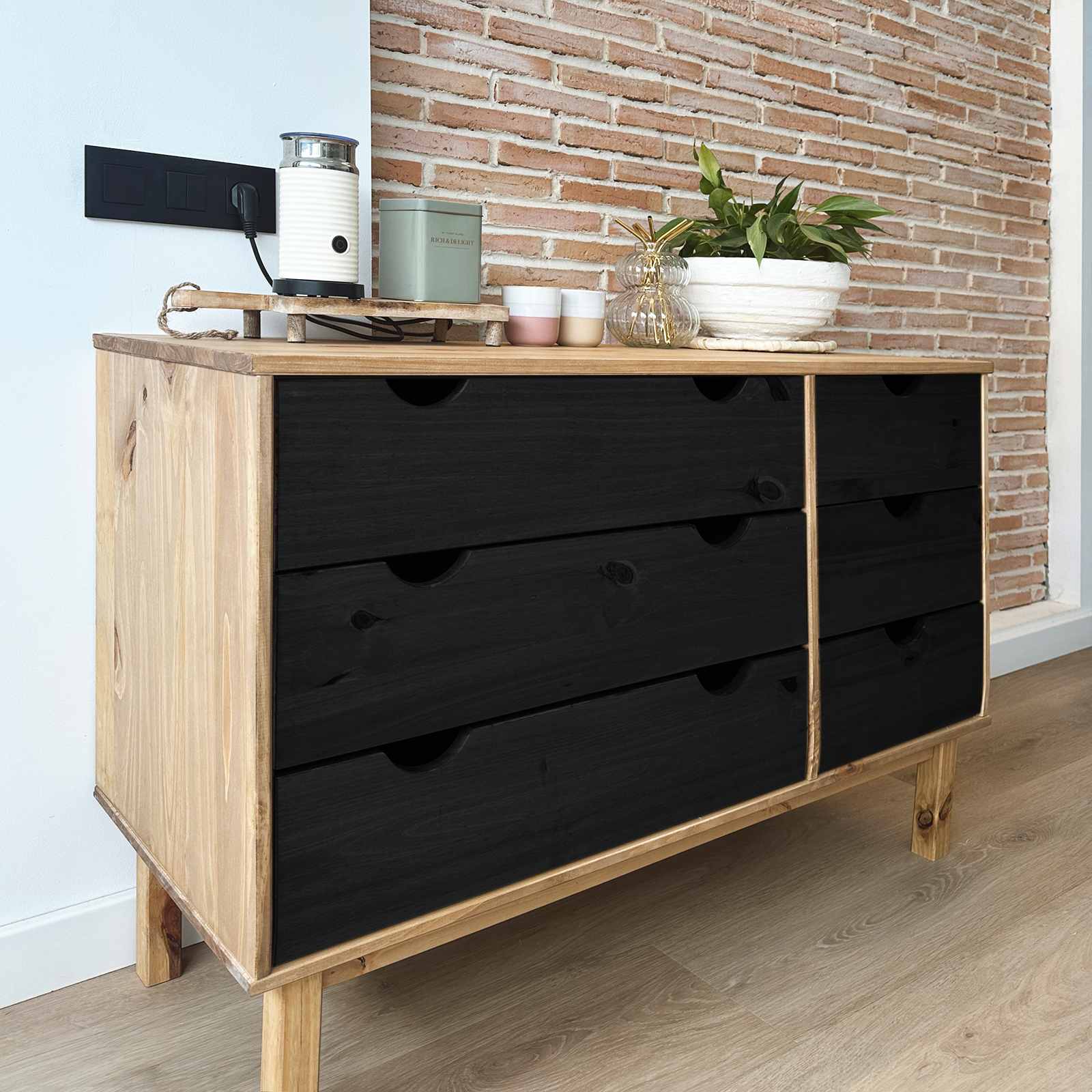 Schubladenschrank OTTA 111x43x73,5 cm Massivholz Kiefer