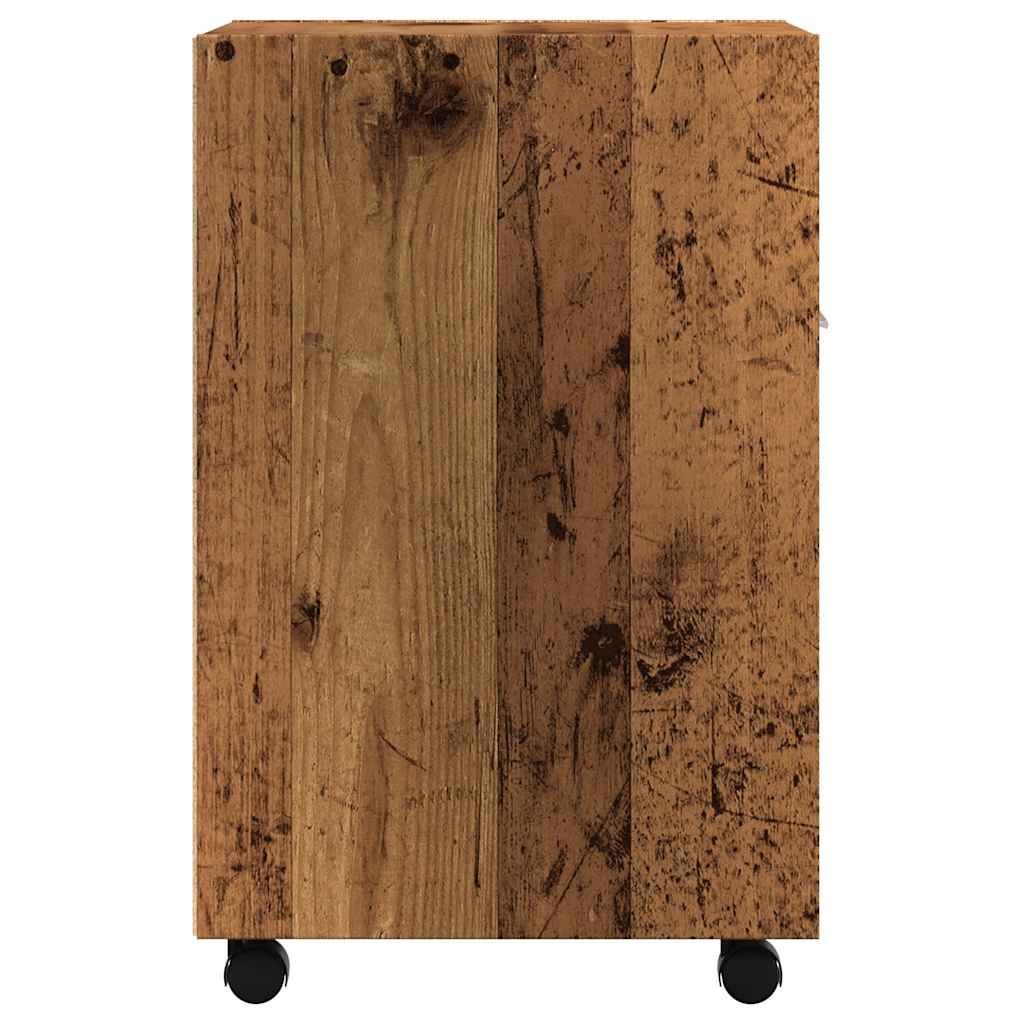 Beistellschrank mit Rollen Weiß 33x38x60 cm Holzwerkstoff