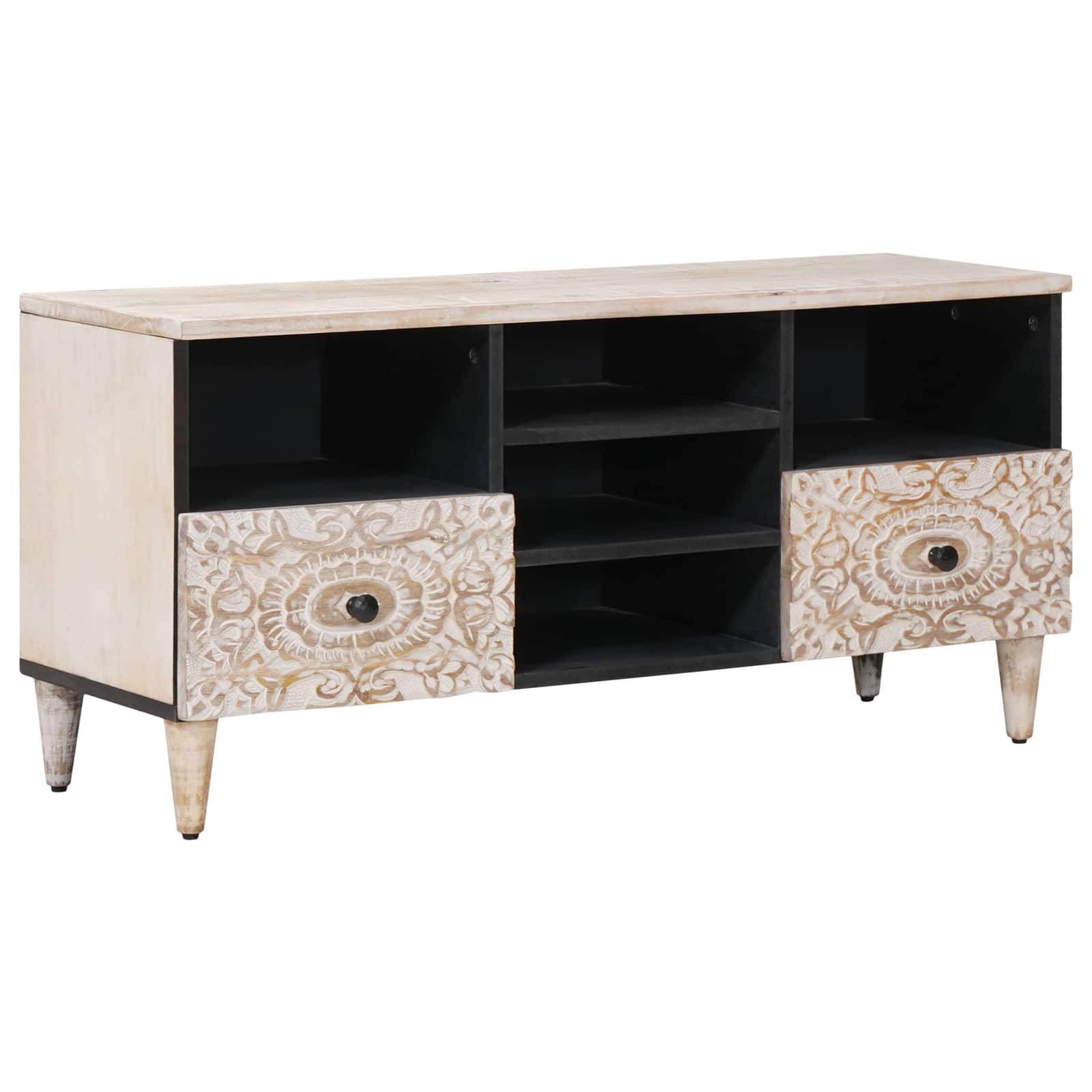 TV-Schränk mit Regal Braun 100 x 33,5 x 46 cm Massivholz Mango