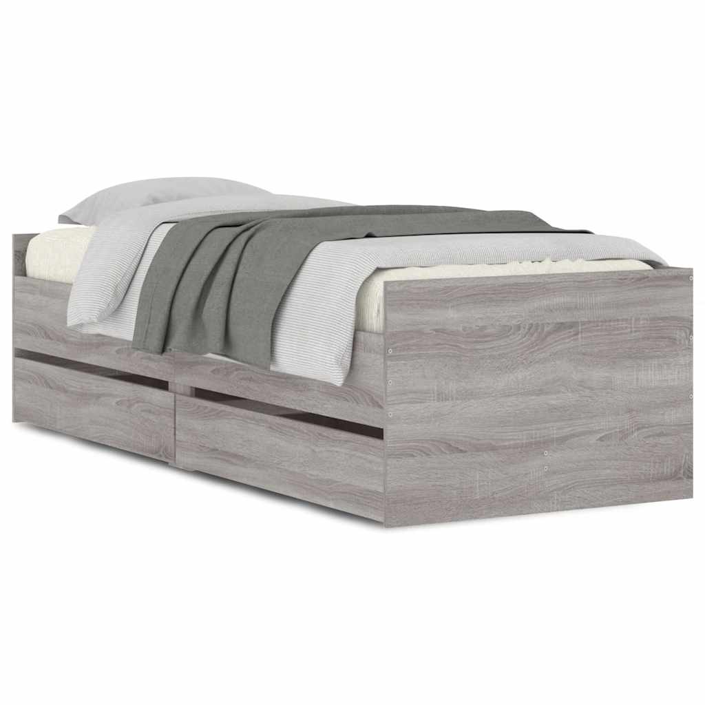 Bett mit Schubladen Braun Eiche-Optik 75x190 cm